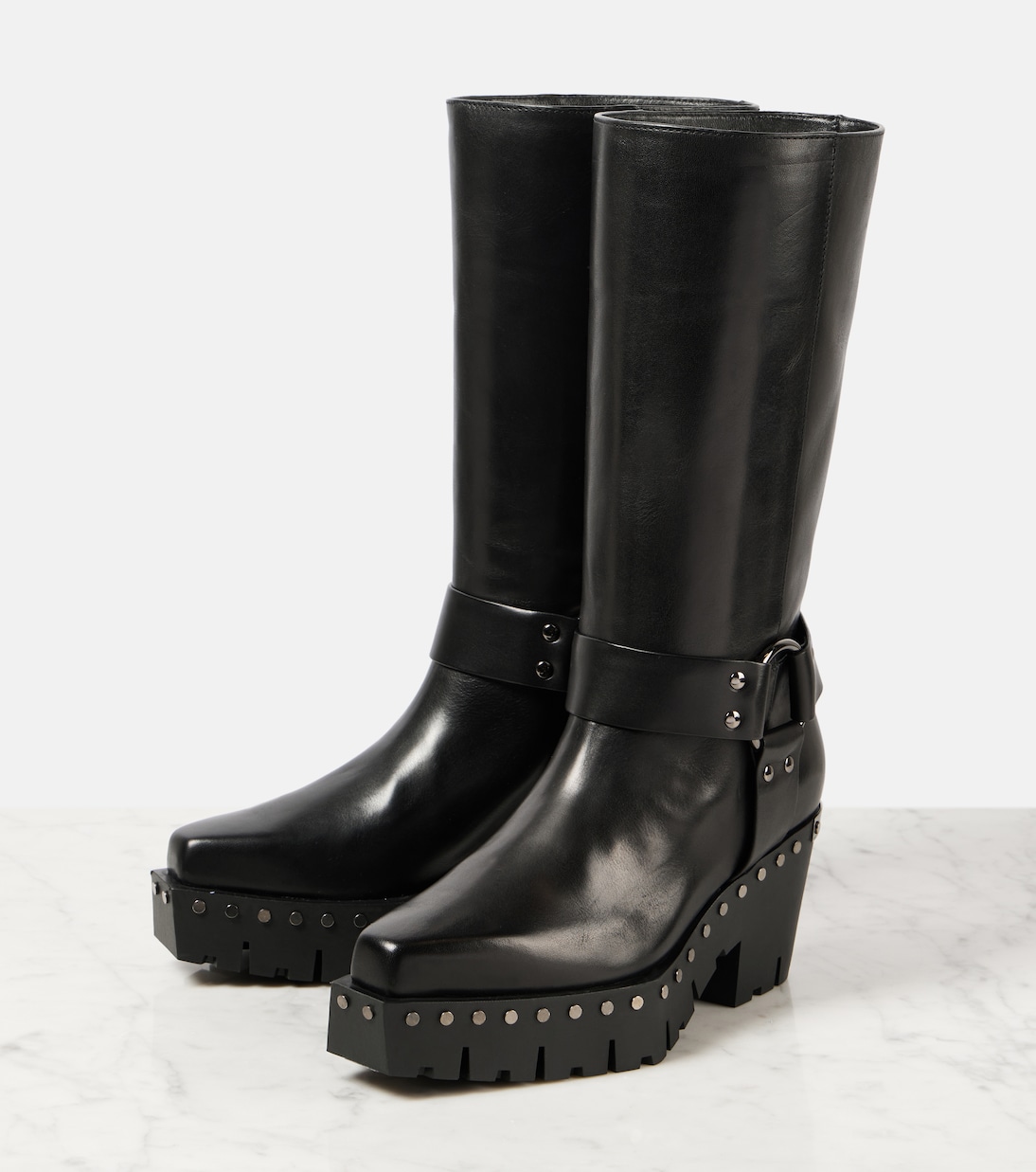 Quinn 75 studded leather biker boots | Jimmy Choo