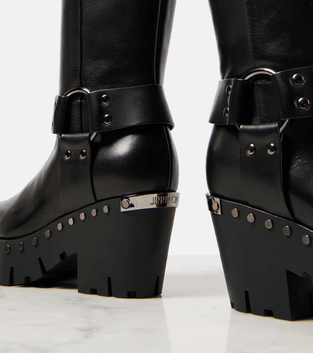 Quinn 75 studded leather biker boots | Jimmy Choo