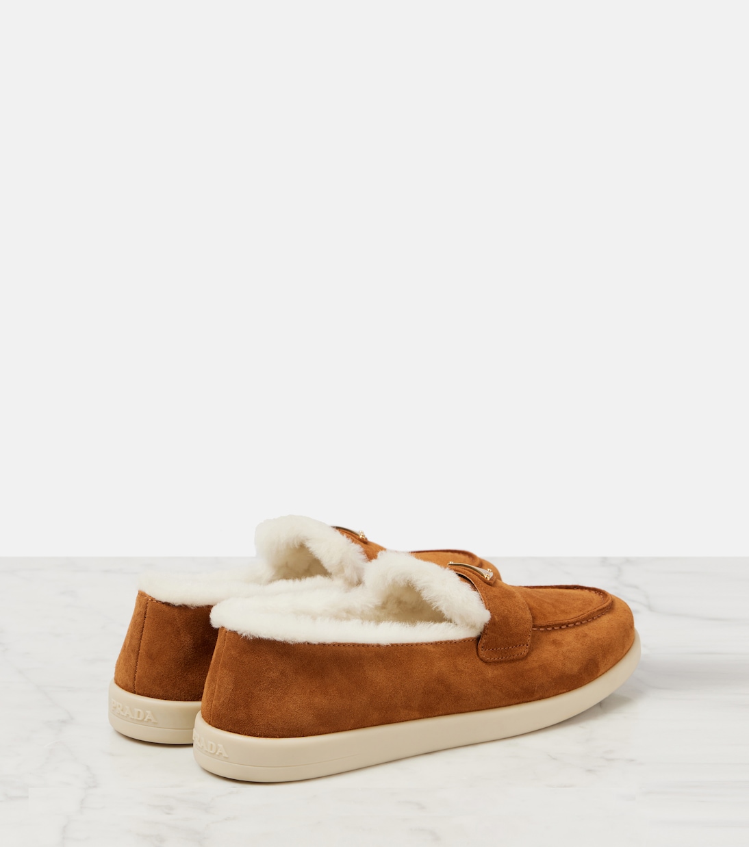 Saint Tropez shearling-lined suede loafers | Prada