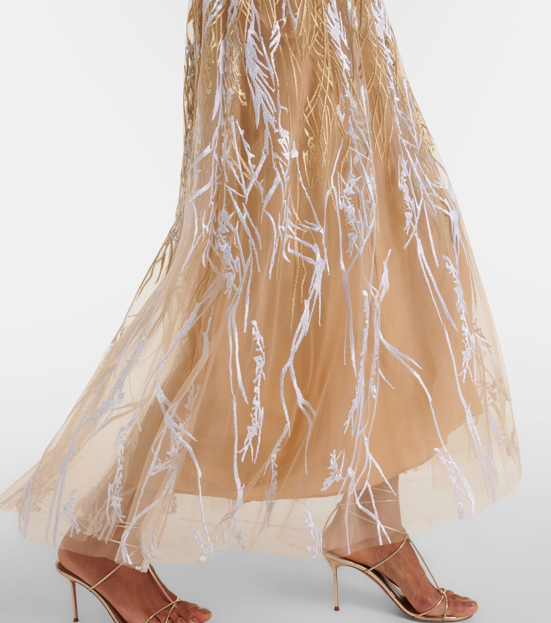 Robe midi brodée en tulle | Elie Saab