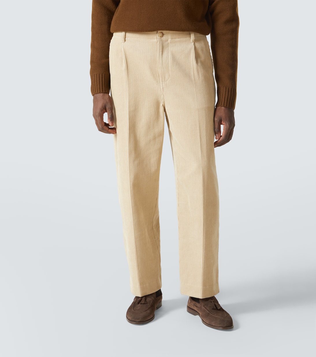 Pantalones rectos plisados de algodón | Frame