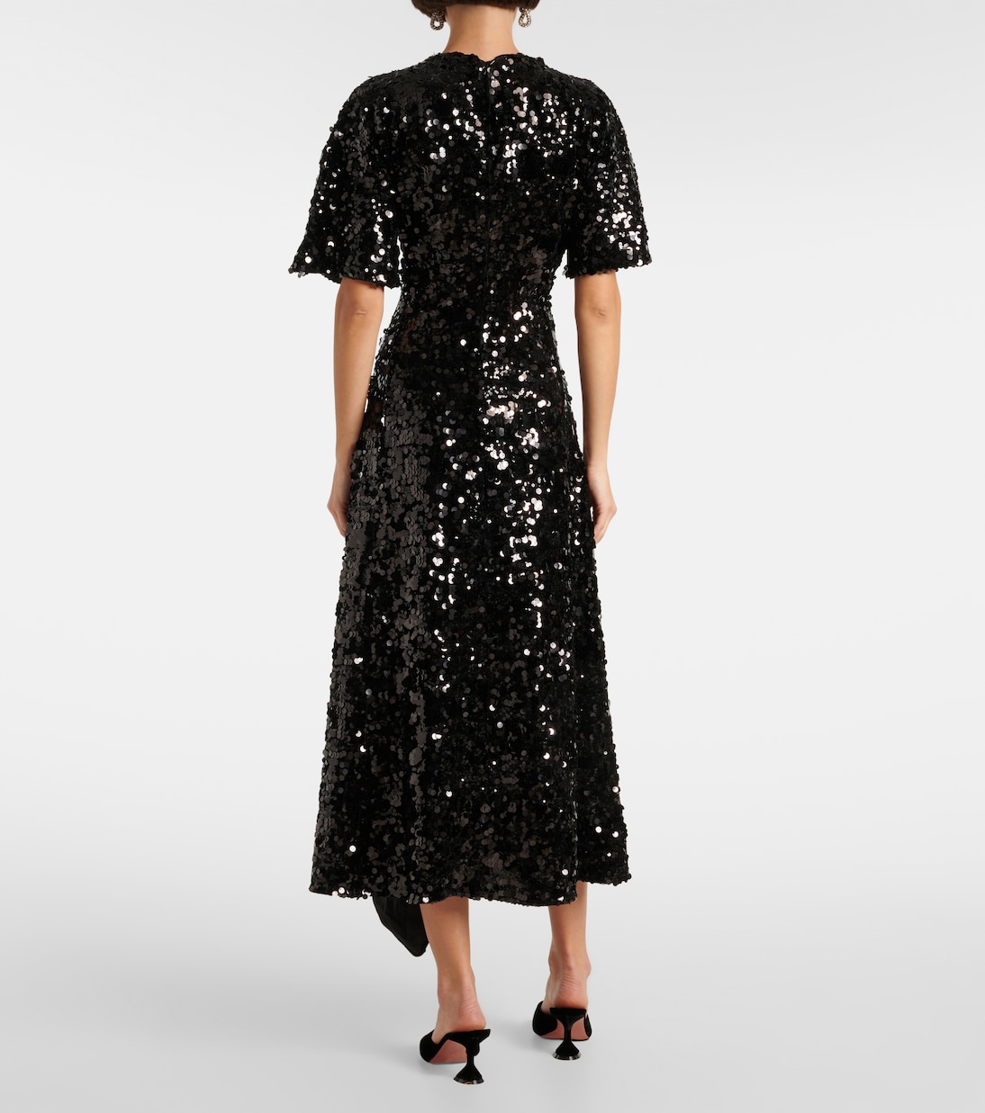 Maxikleid aus Samt mit Pailletten | Ganni