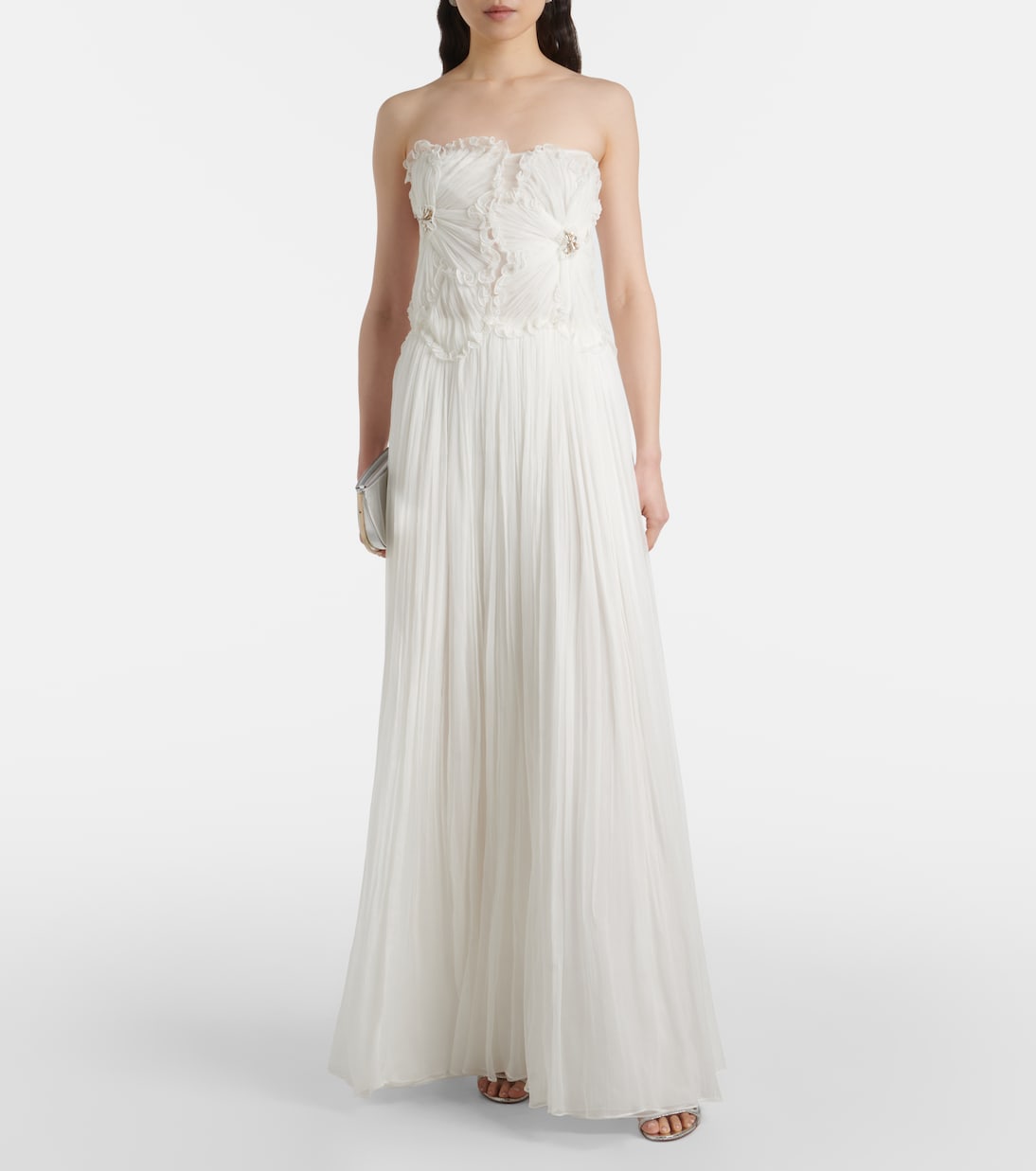 Adamaris embellished floral strapless gown | Costarellos