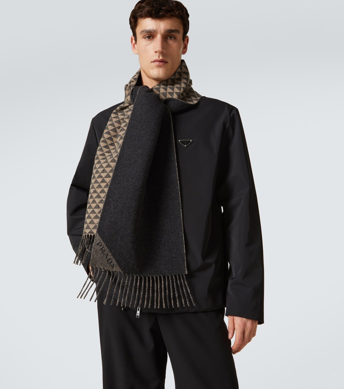 Symbole reversible wool and cashmere scarf | Prada