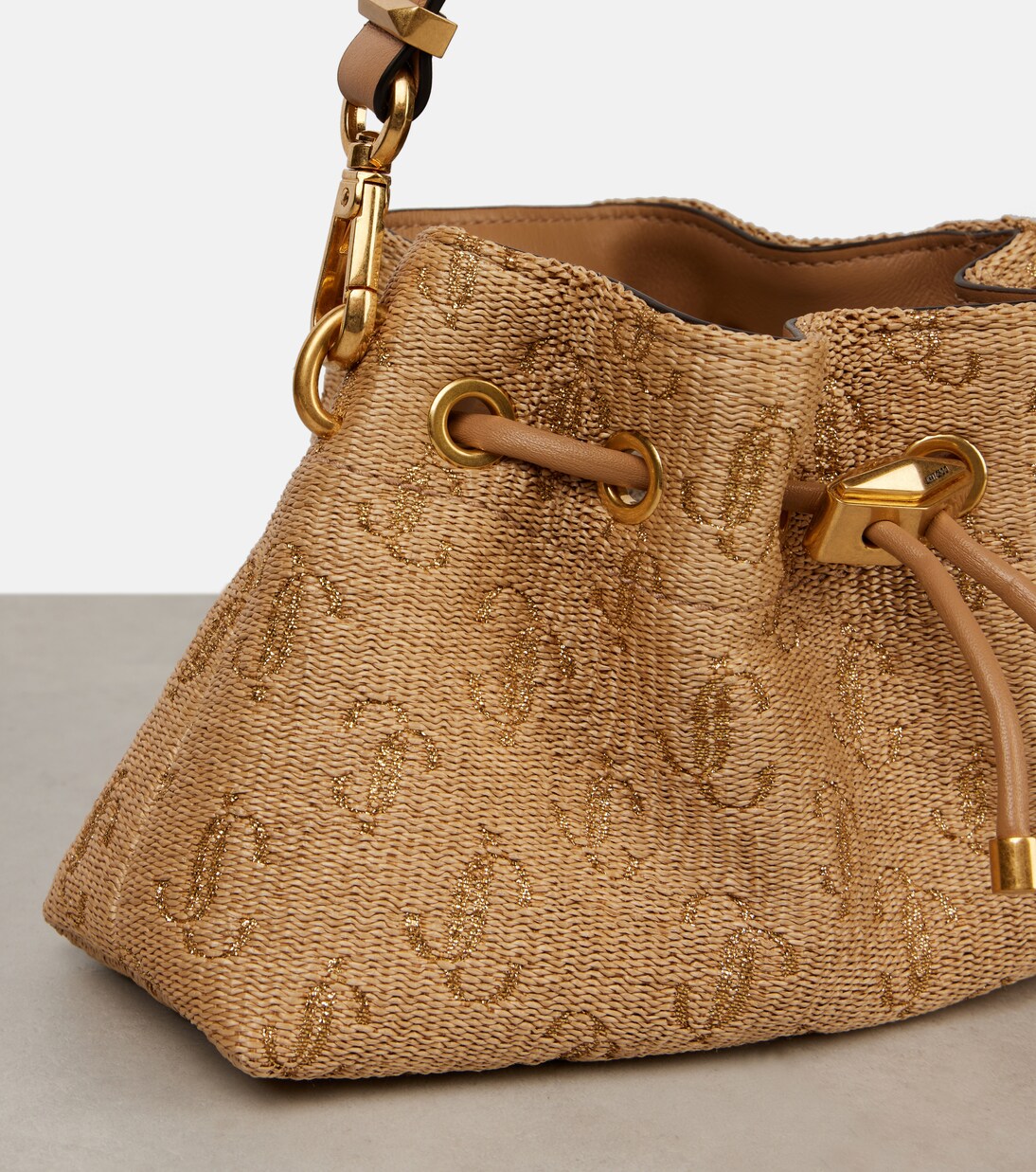 Bon Bon Small raffia bucket bag | Jimmy Choo