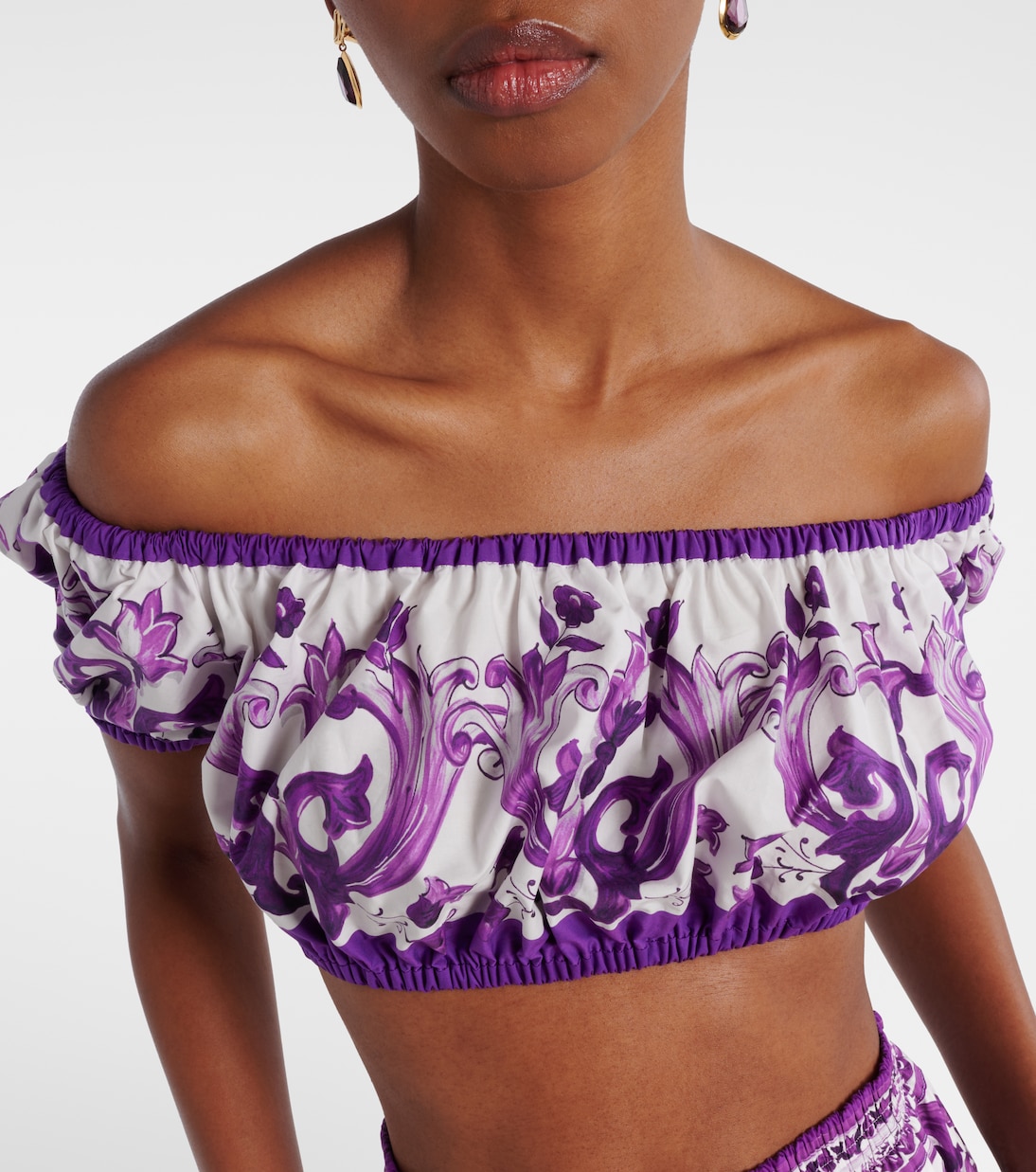 Majolica cotton crop top | Dolce&Gabbana