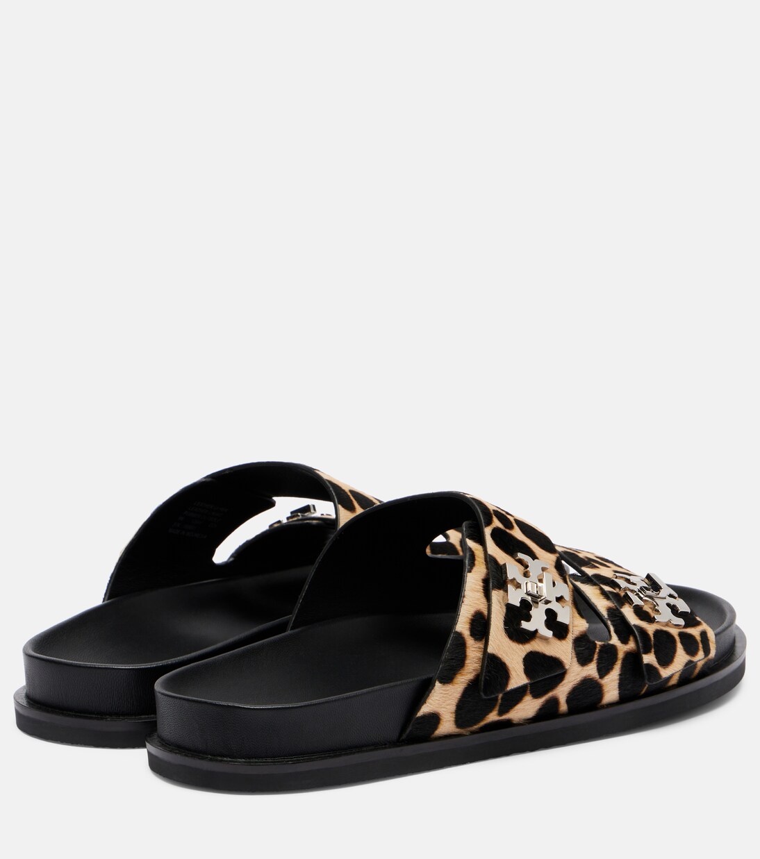 Turnlock leopard-print calf hair slides | Tory Burch