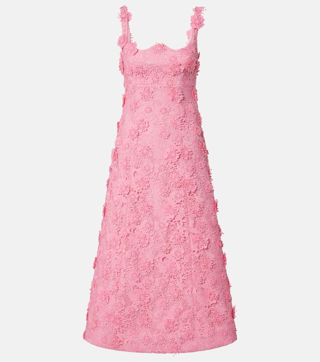 Robe midi Odette en dentelle à fleurs | Leo Lin