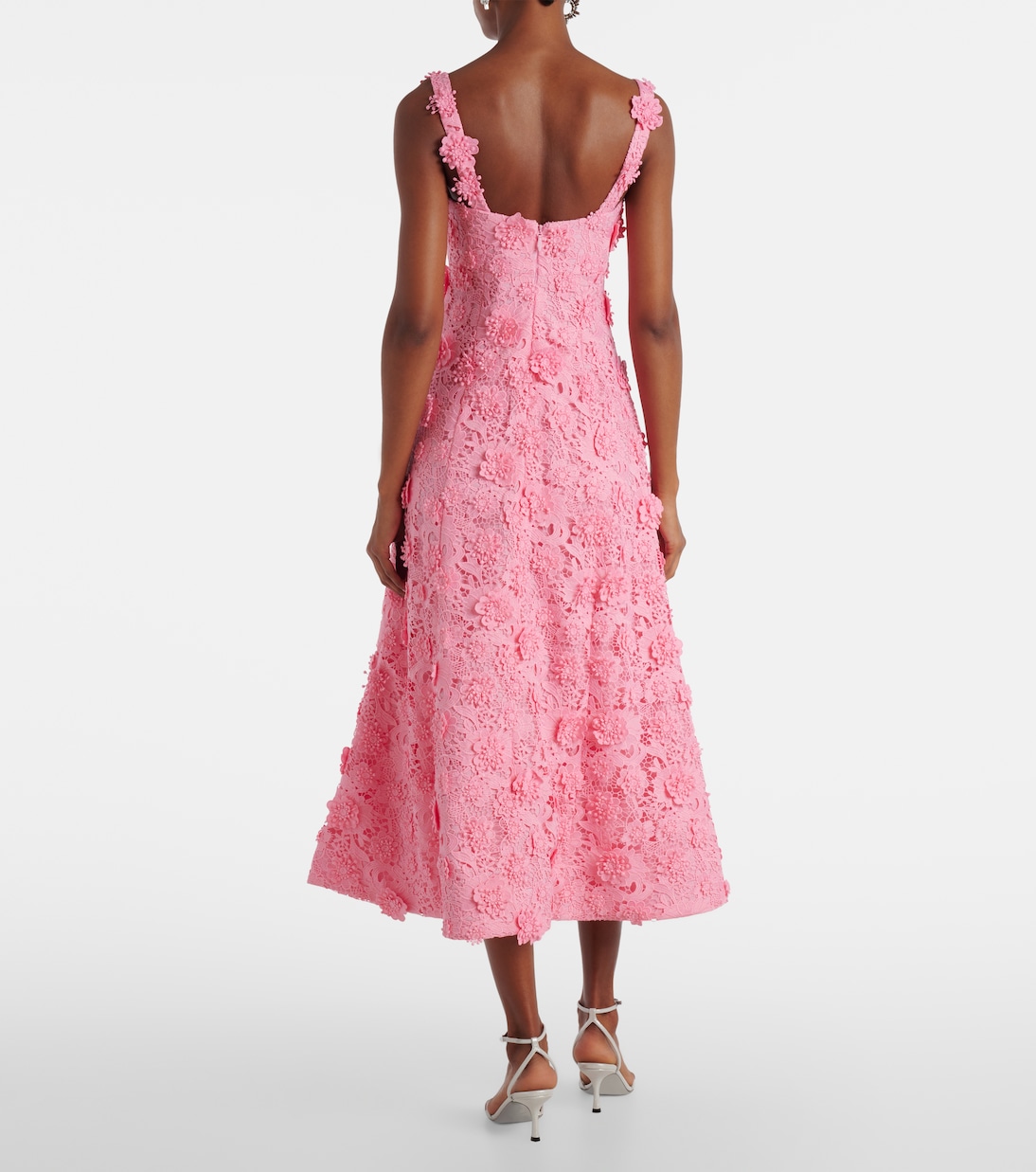 Robe midi Odette en dentelle à fleurs | Leo Lin