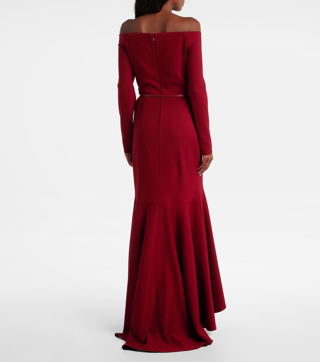 Belted off-shoulder jersey gown | Elie Saab