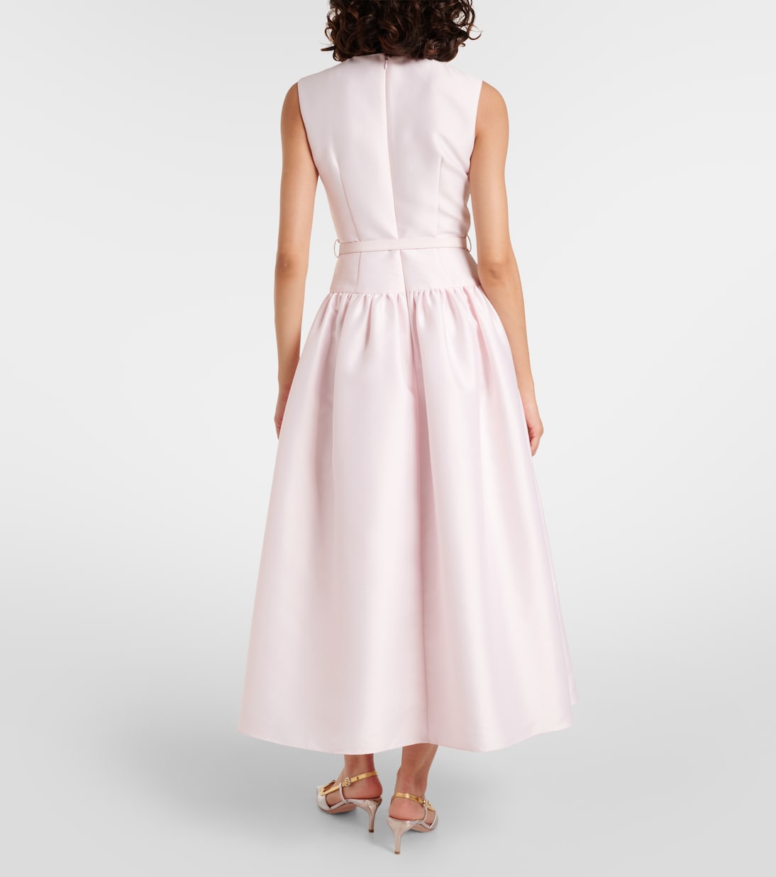 Belted taffeta midi dress | Self-Portrait