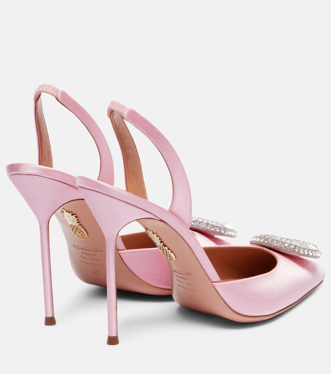 Crystal Hoop 105 satin slingback pumps | Aquazzura