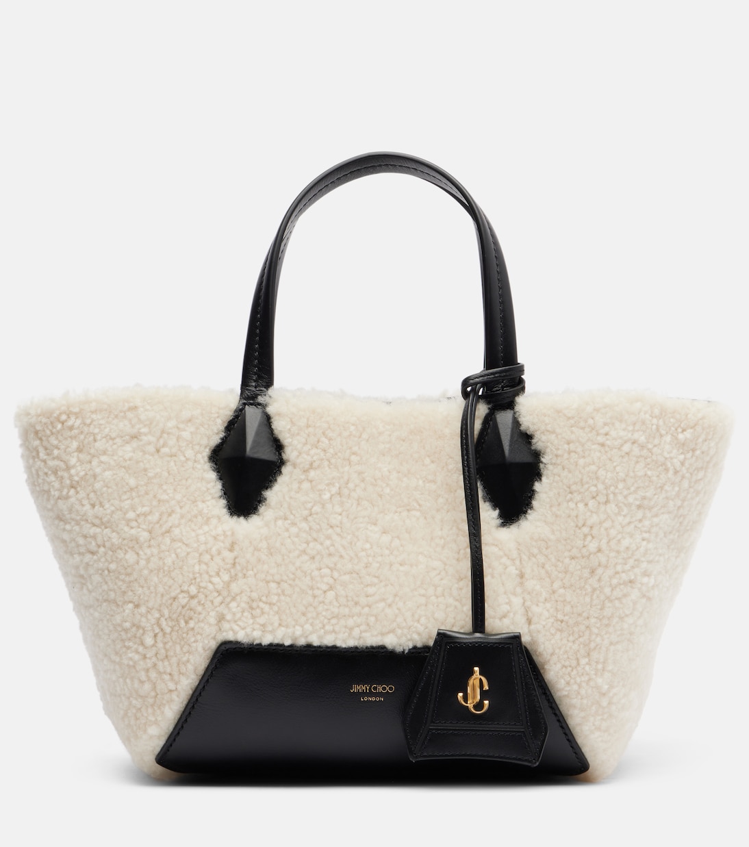 Diamond Small shearling tote bag | Jimmy Choo