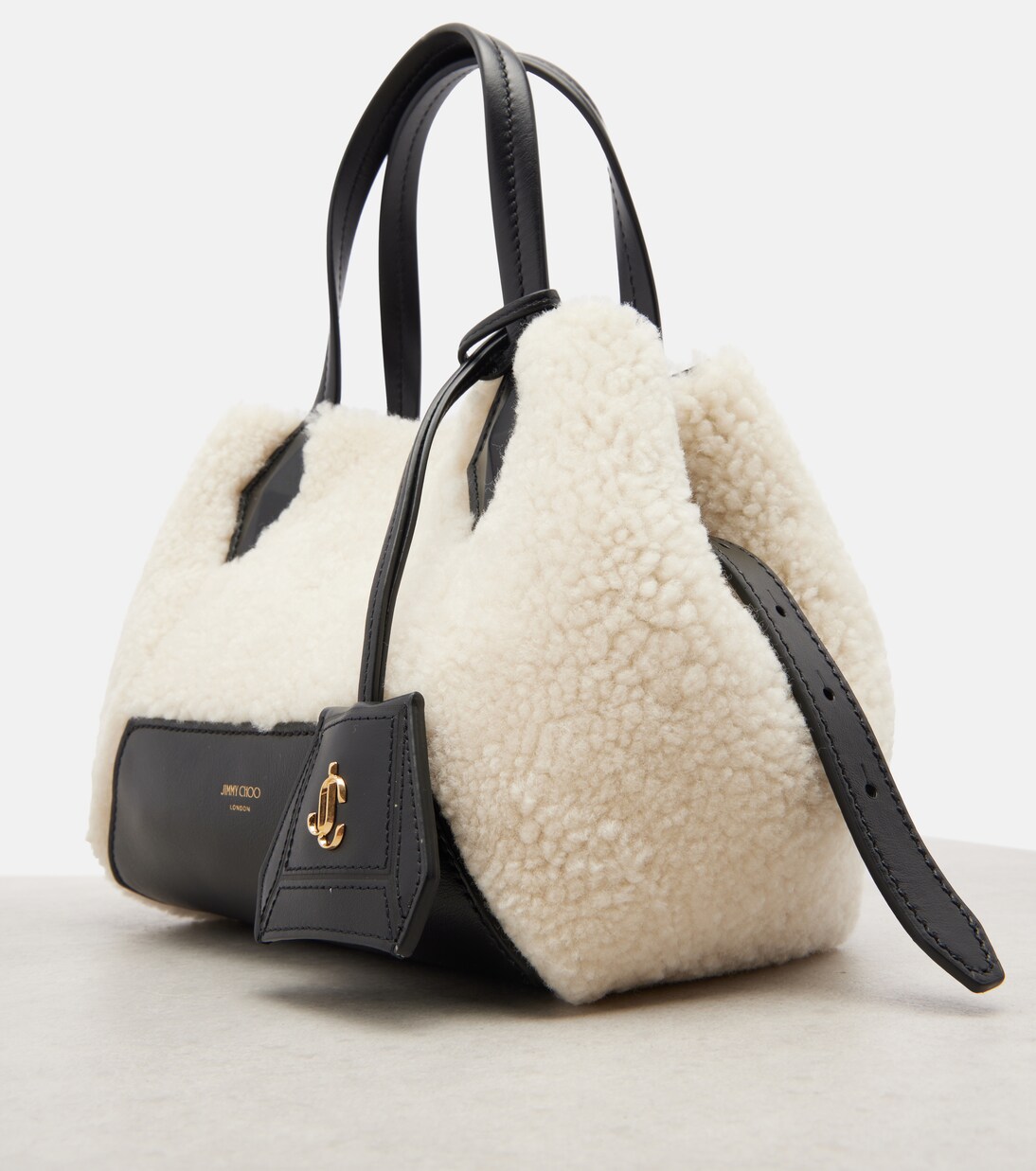 Diamond Small shearling tote bag | Jimmy Choo