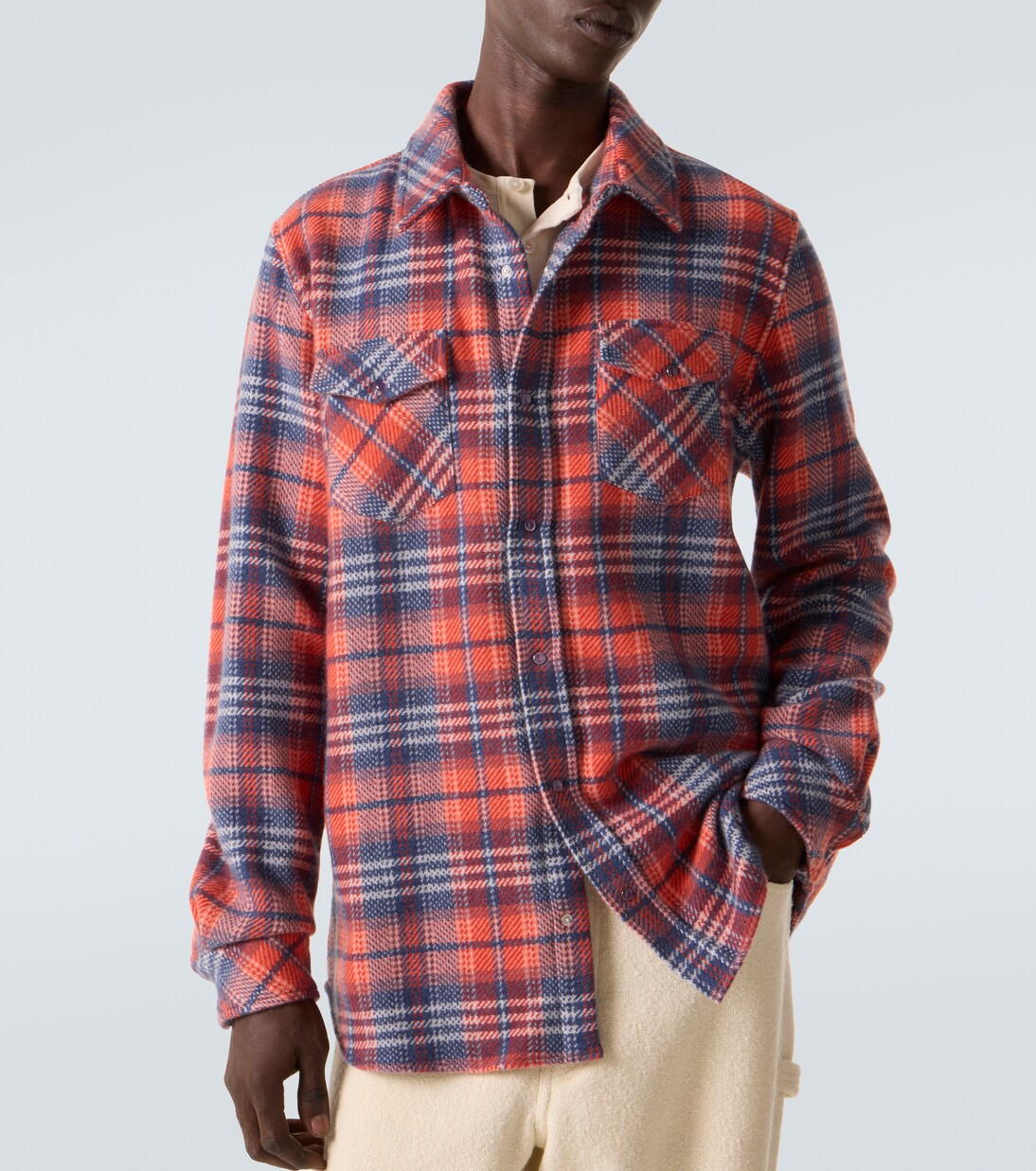 Americana cashmere shirt with amethyst | God's True Cashmere