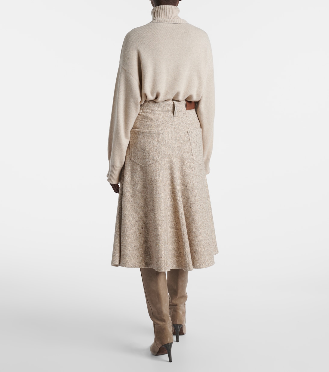 Monili 울 실크 블렌드 미디 스커트 | Brunello Cucinelli