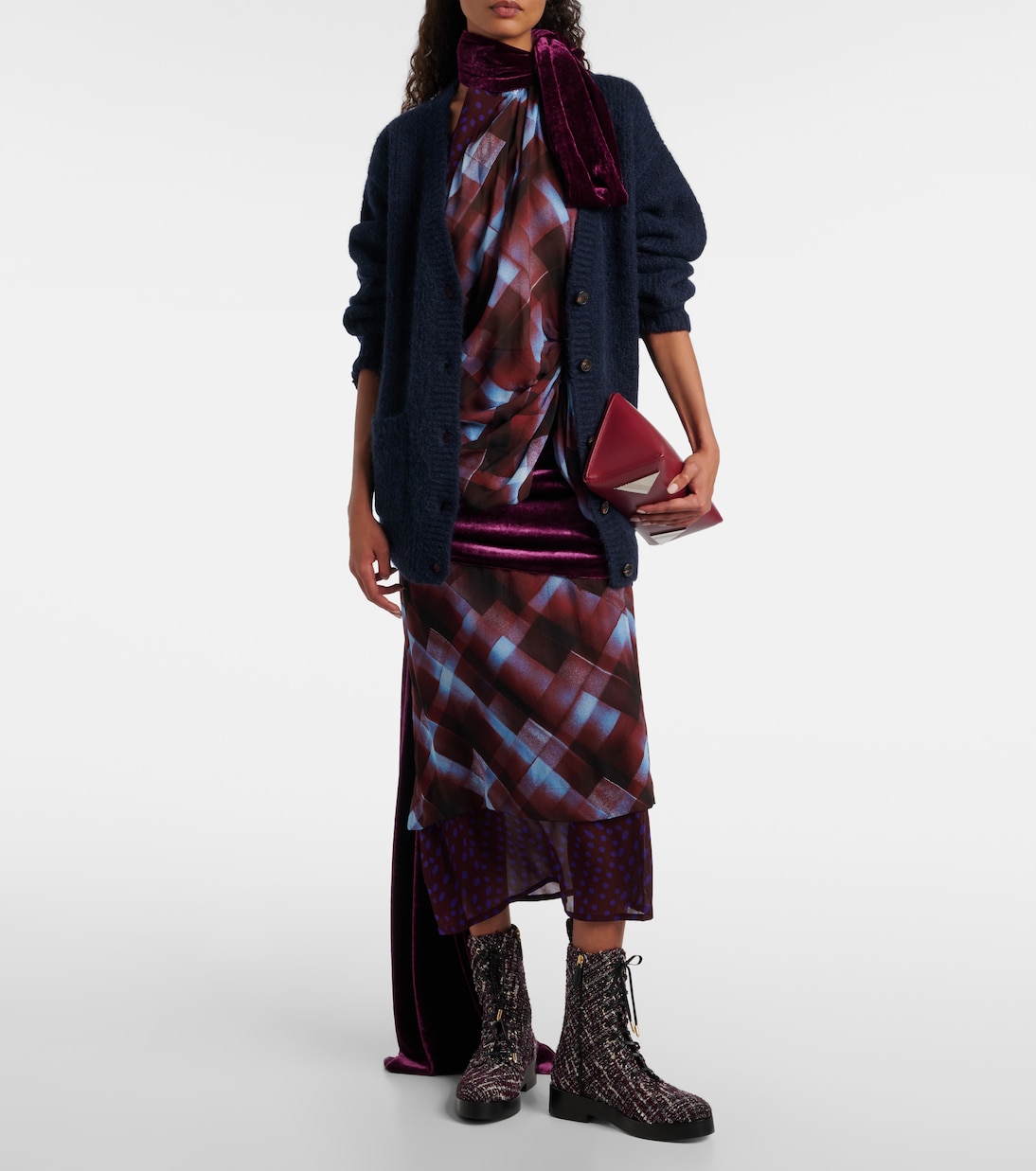 Anfibi Ben 20 in tweed con pelle | Aquazzura