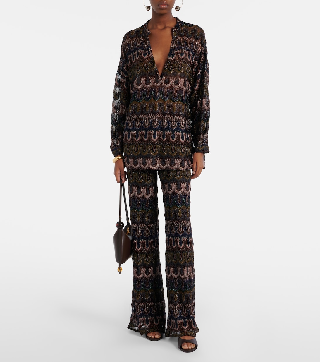 Intarsia lamé flared pants | Missoni