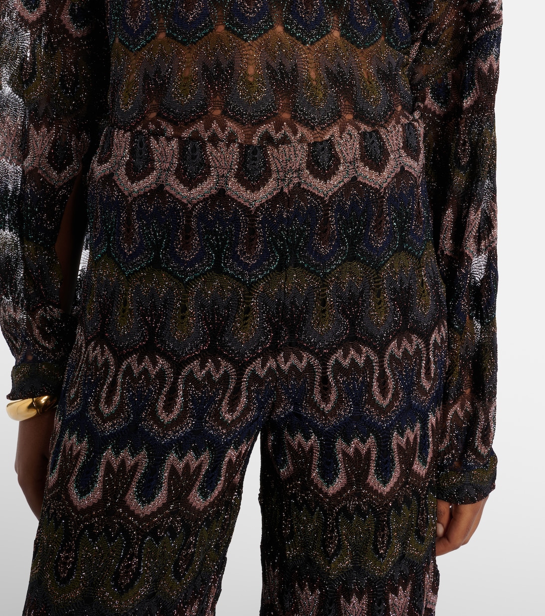 Intarsia lamé flared pants | Missoni