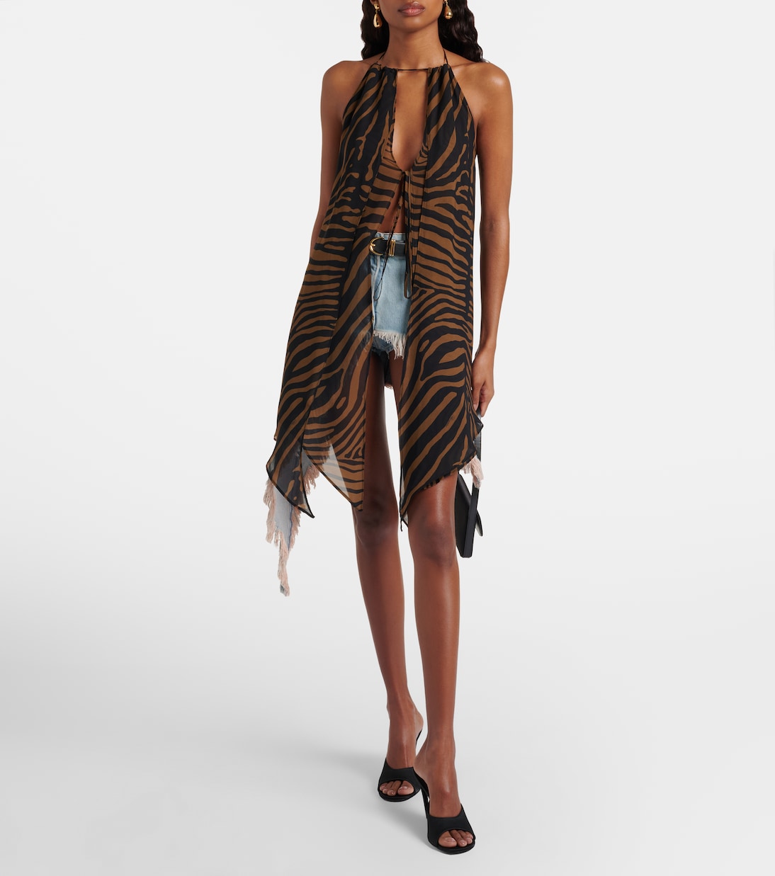 Printed asymmetric halterneck top  | Blumarine