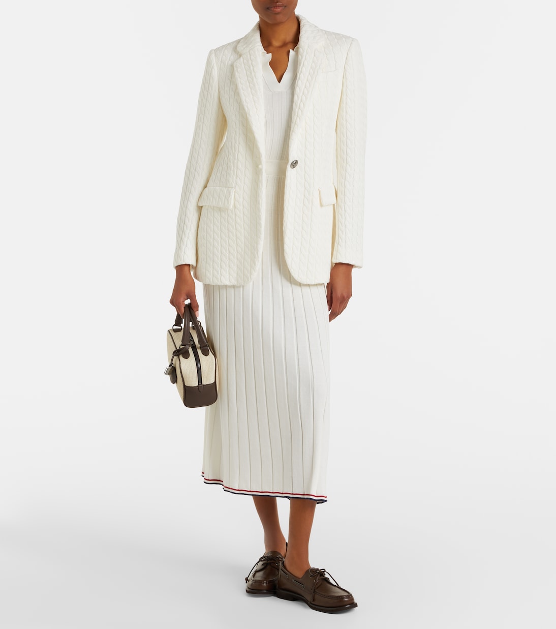 绞花针织棉质西装式外套 | Brunello Cucinelli