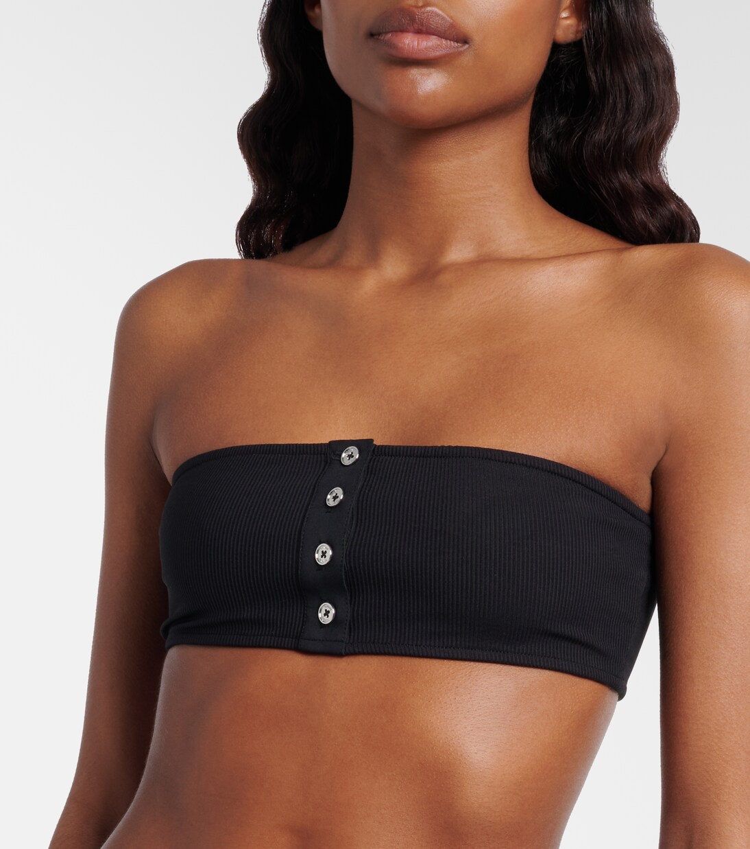 Ribbed-knit bandeau bikini top | Toteme