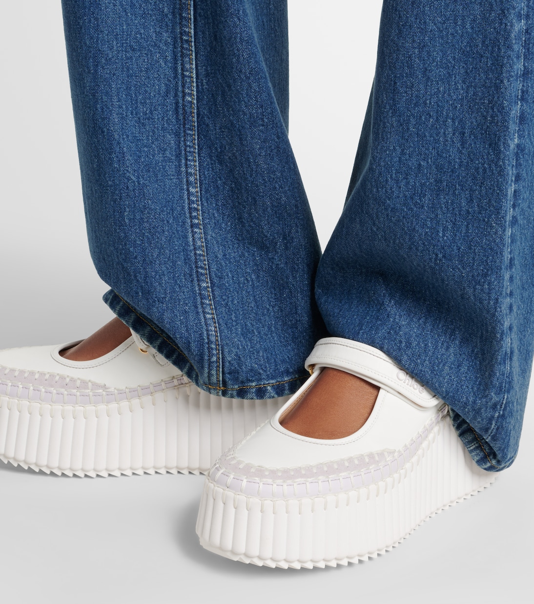 Baskets Nama à plateforme en cuir et daim | Chloé