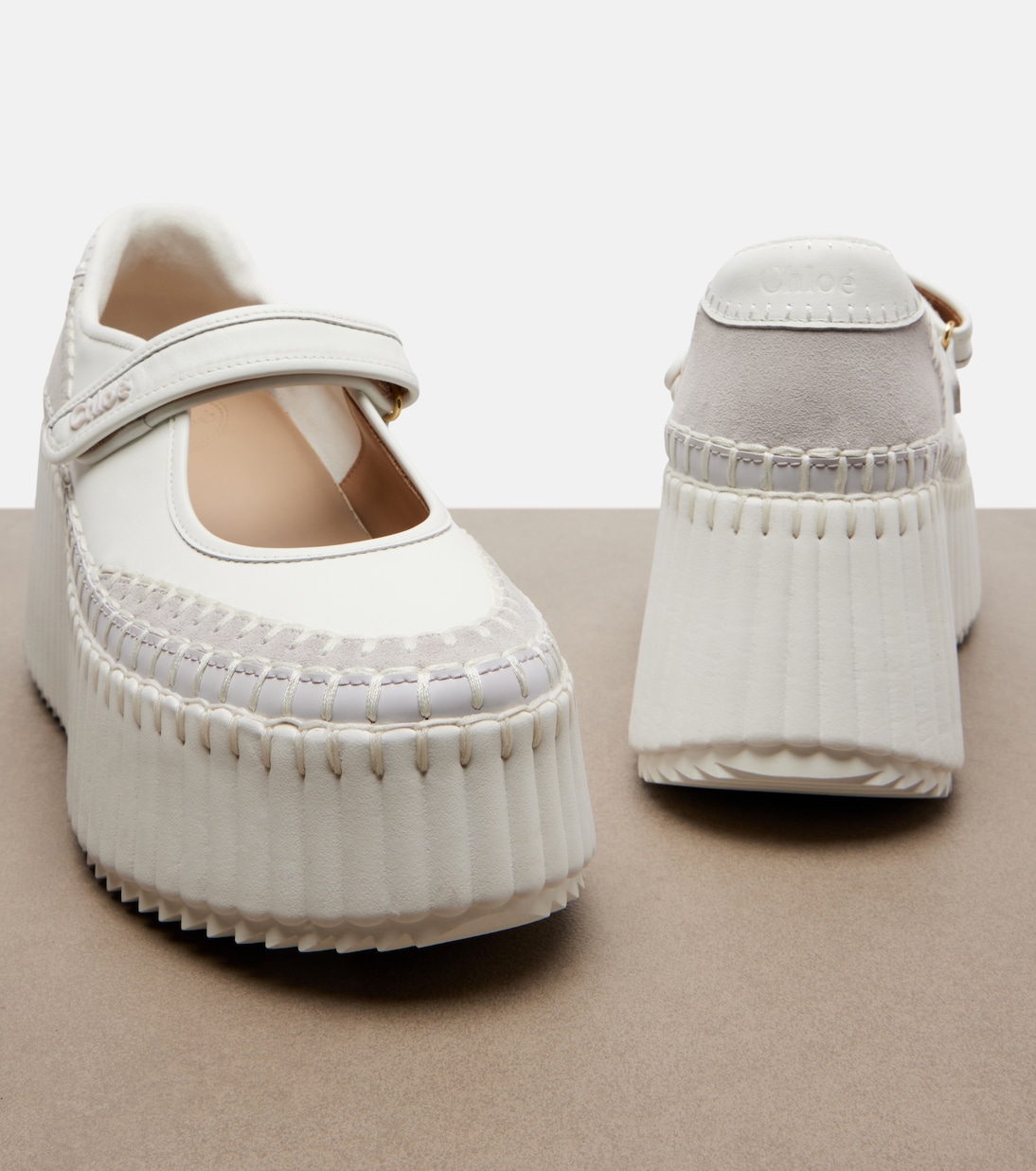 Baskets Nama à plateforme en cuir et daim | Chloé