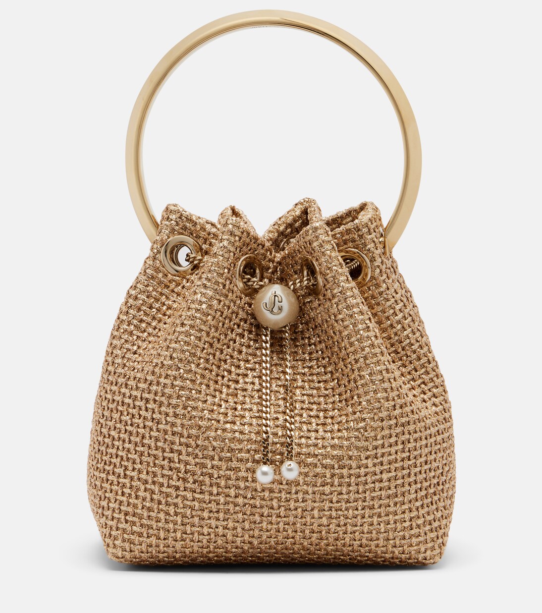 Bon Bon Small raffia-effect bucket bag | Jimmy Choo