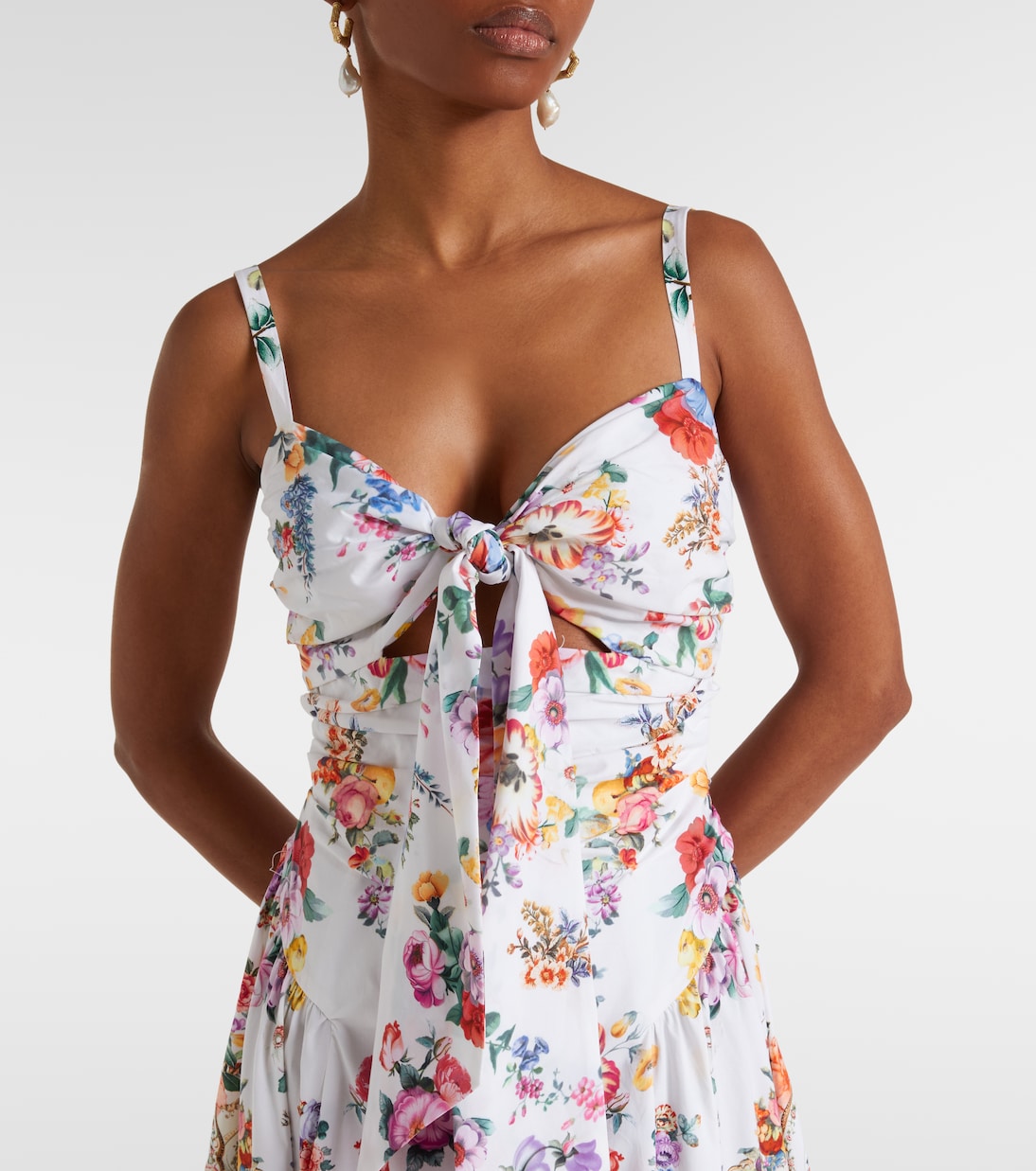 Floral cotton-blend midi dress | Camilla