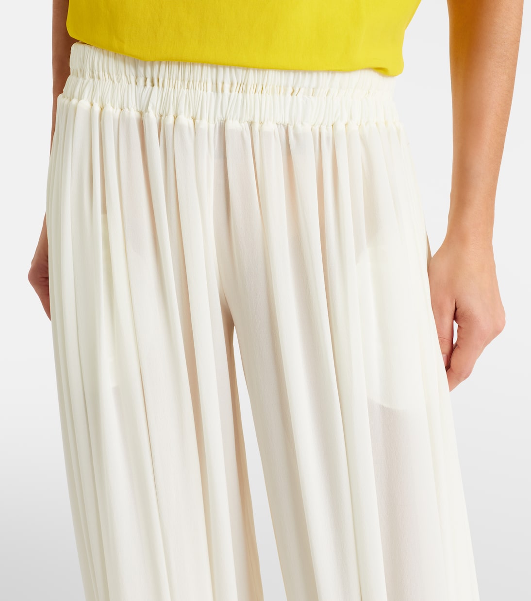 Pantalones anchos en mezcla de seda | Alaïa