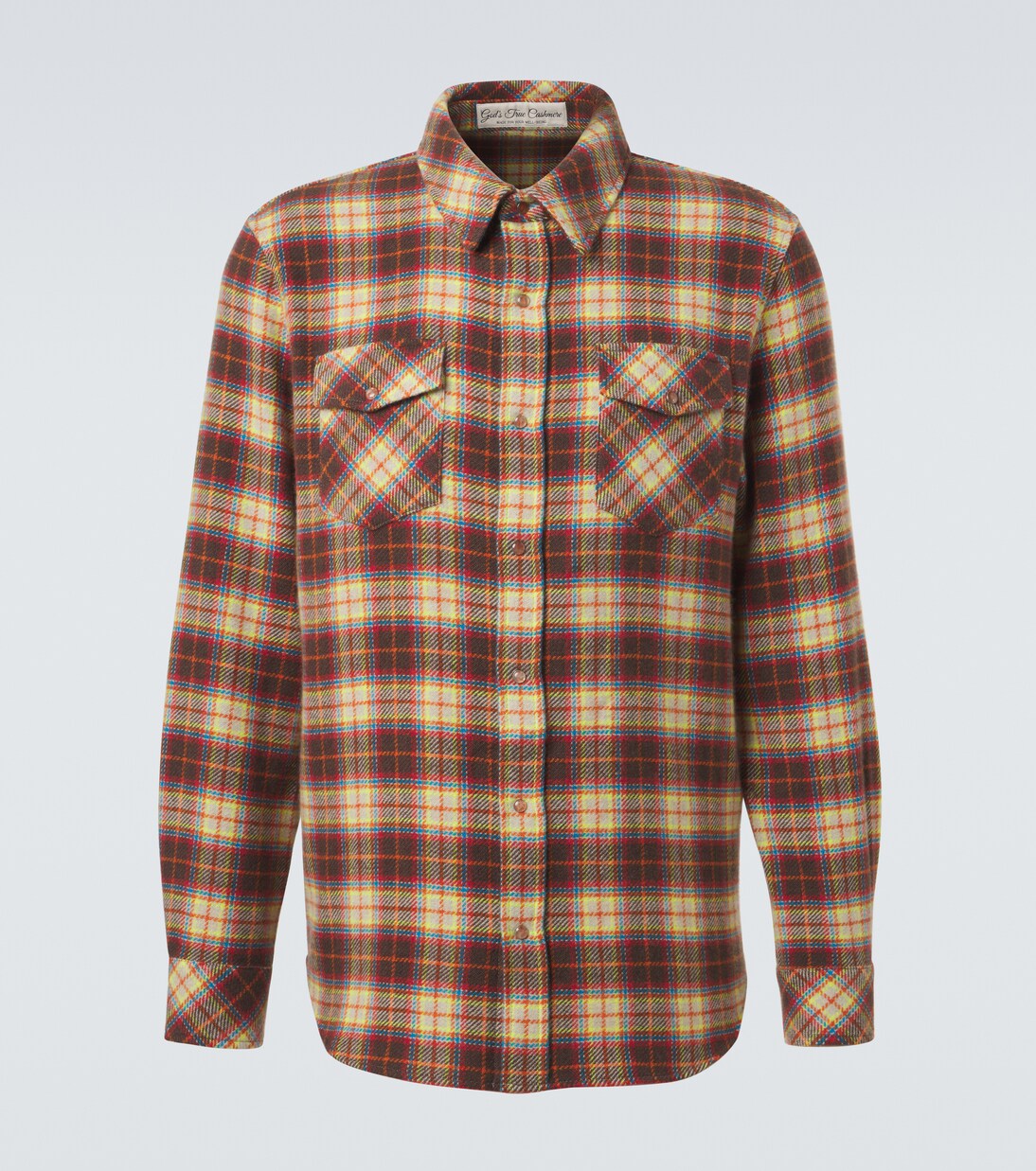 Plaid cashmere shirt with sunstone | God's True Cashmere