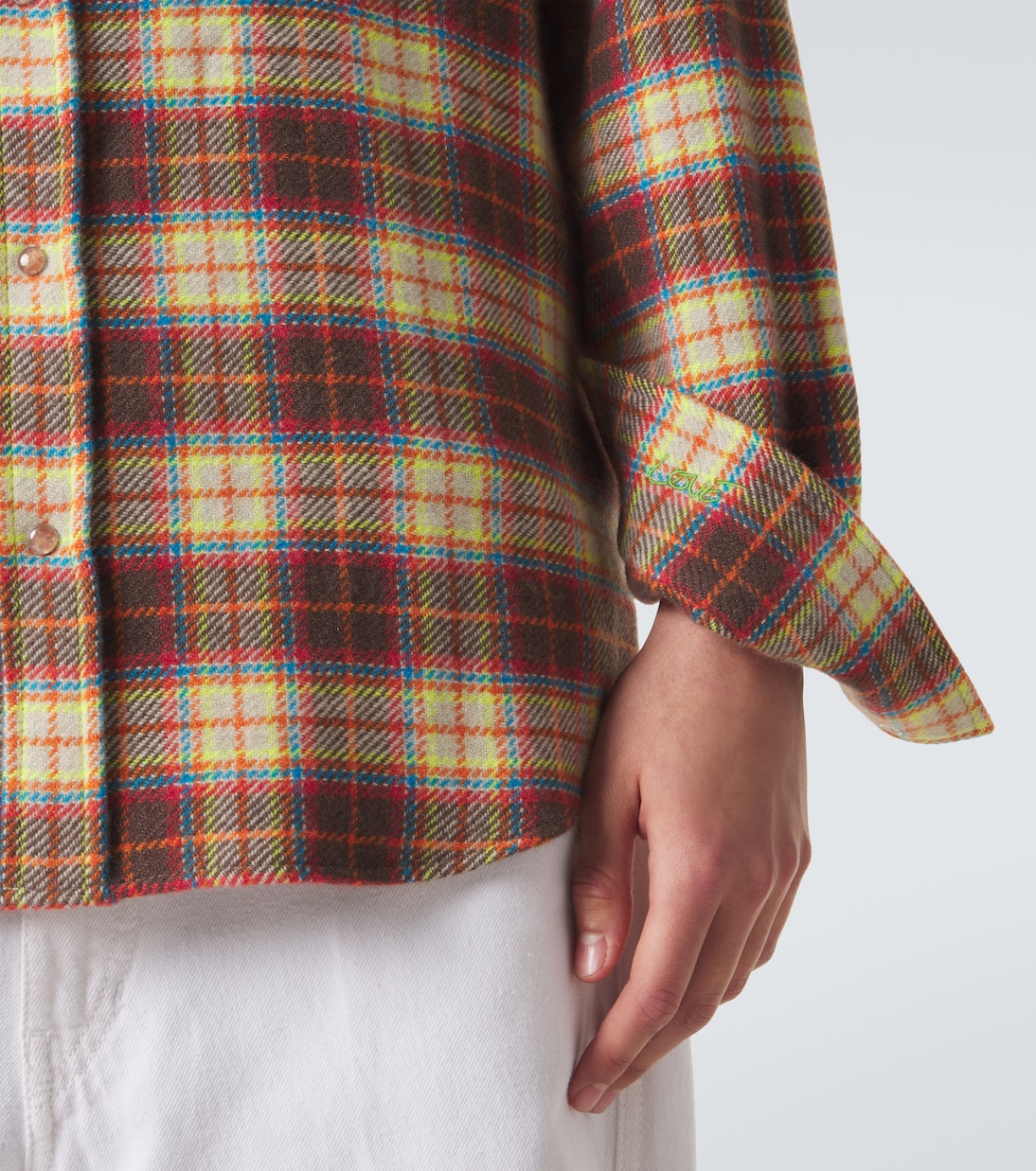 Plaid cashmere shirt with sunstone | God's True Cashmere