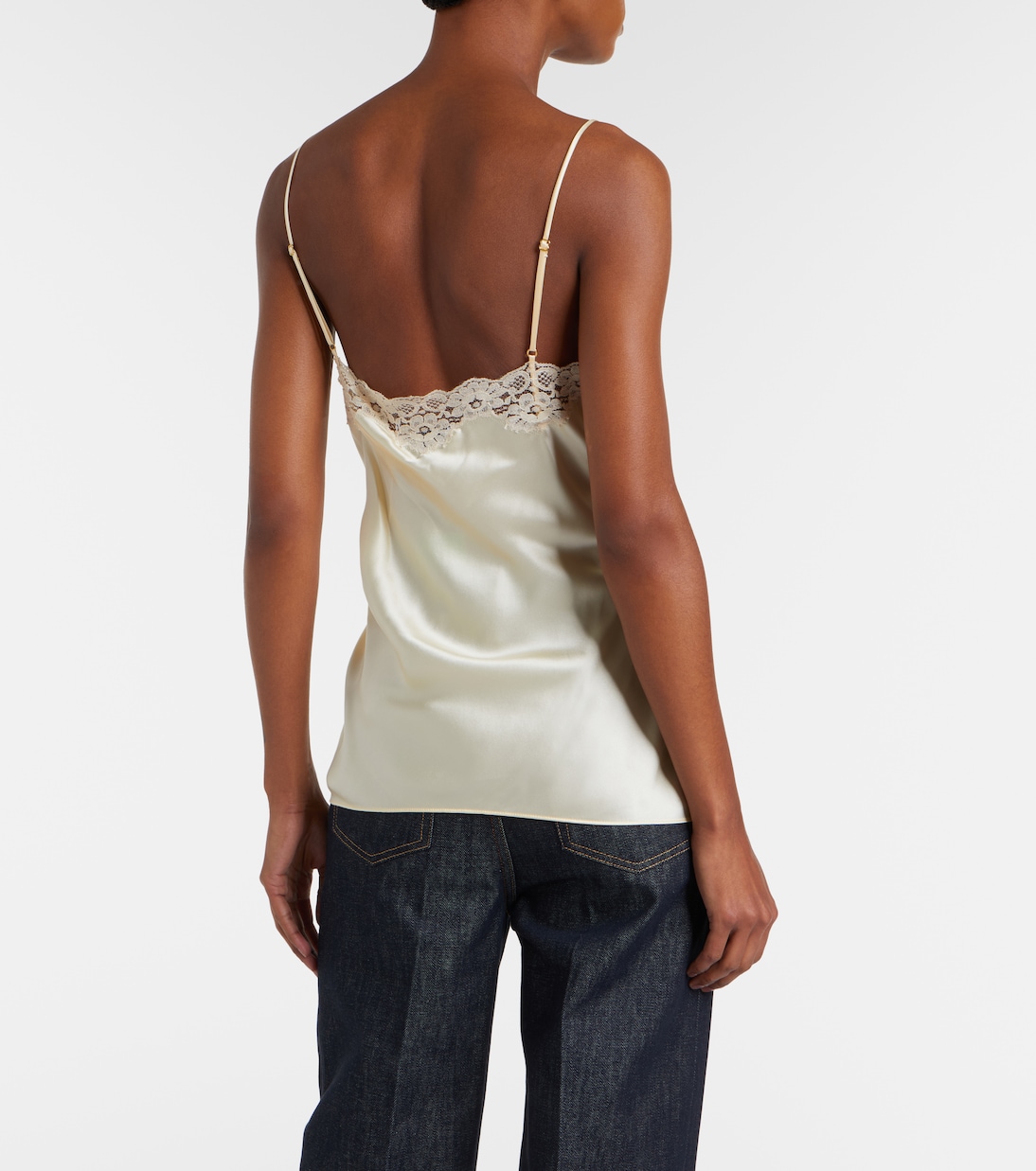 Top aus Seidensatin mit Spitze | Stella McCartney