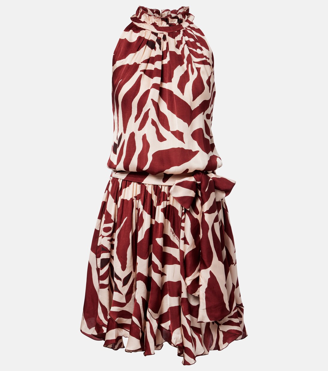 Bianca printed halterneck satin minidress | Poupette St Barth