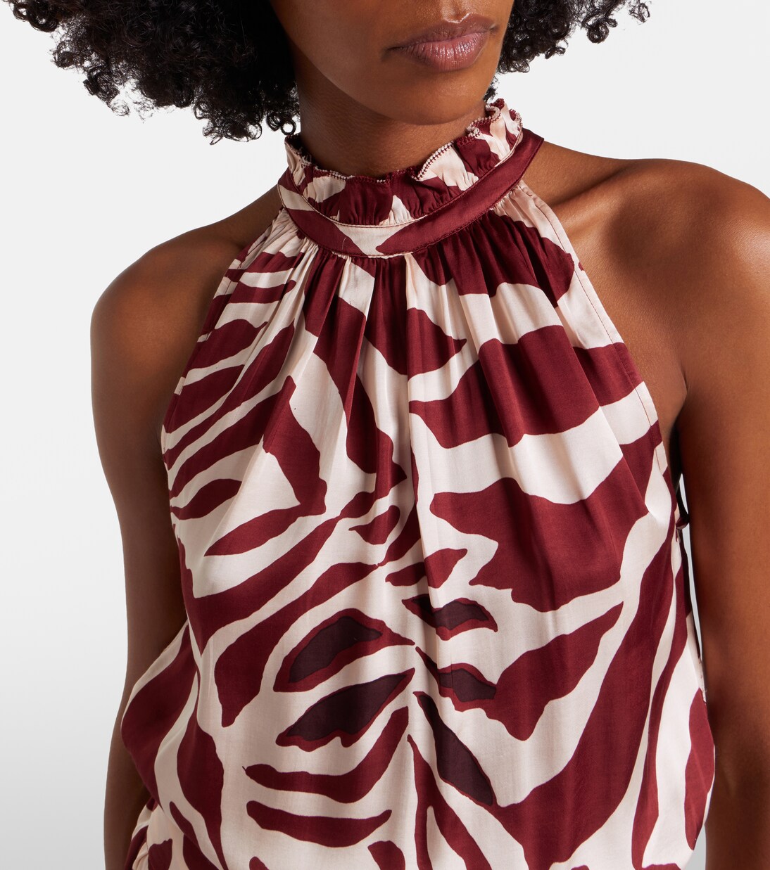 Bianca printed halterneck satin minidress | Poupette St Barth