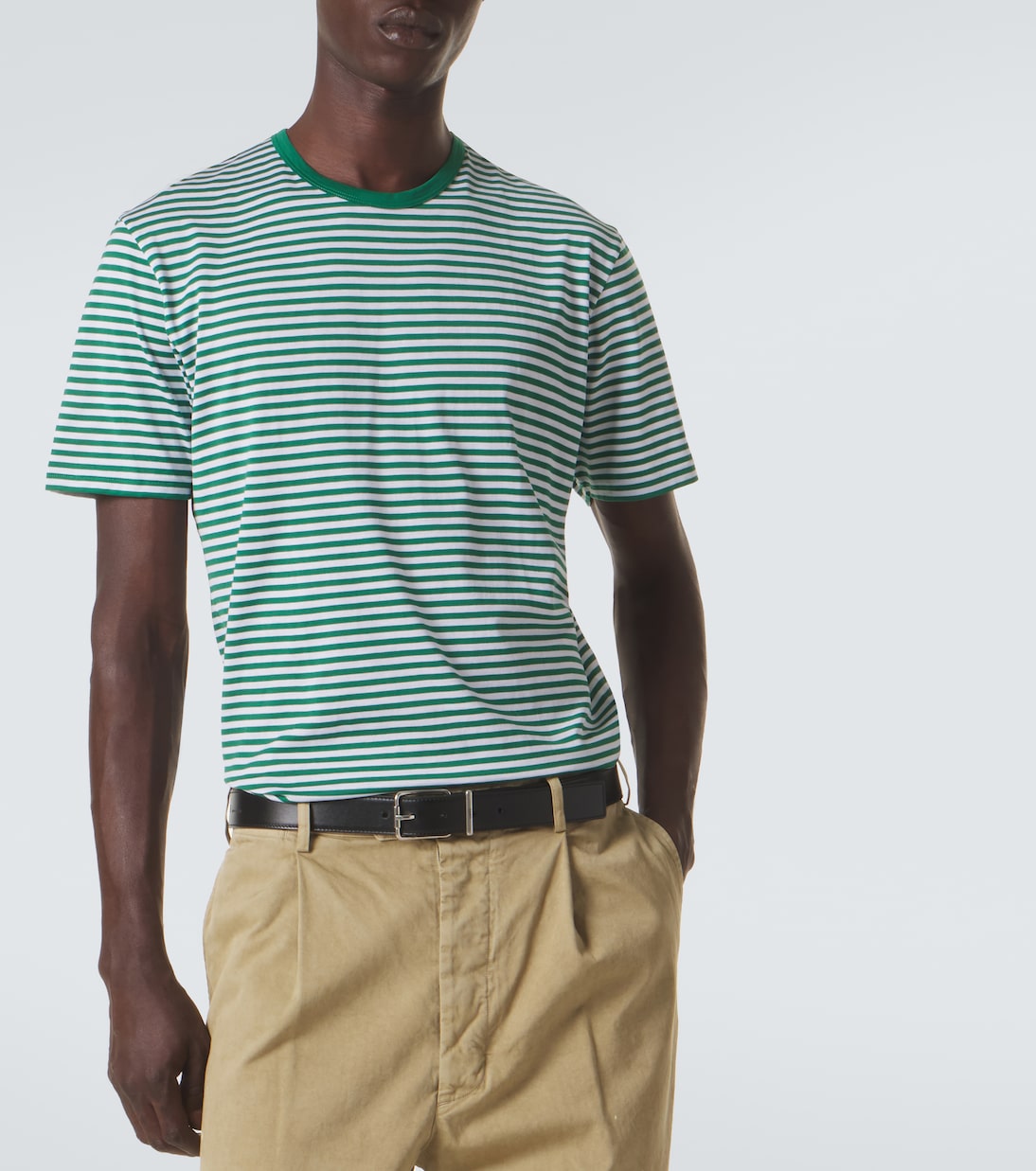 Striped cotton T-shirt | Sunspel
