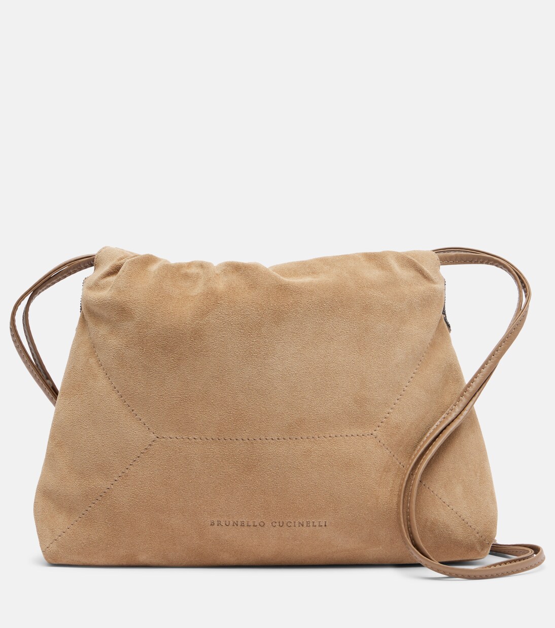 Mellow Small suede shoulder bag | Brunello Cucinelli