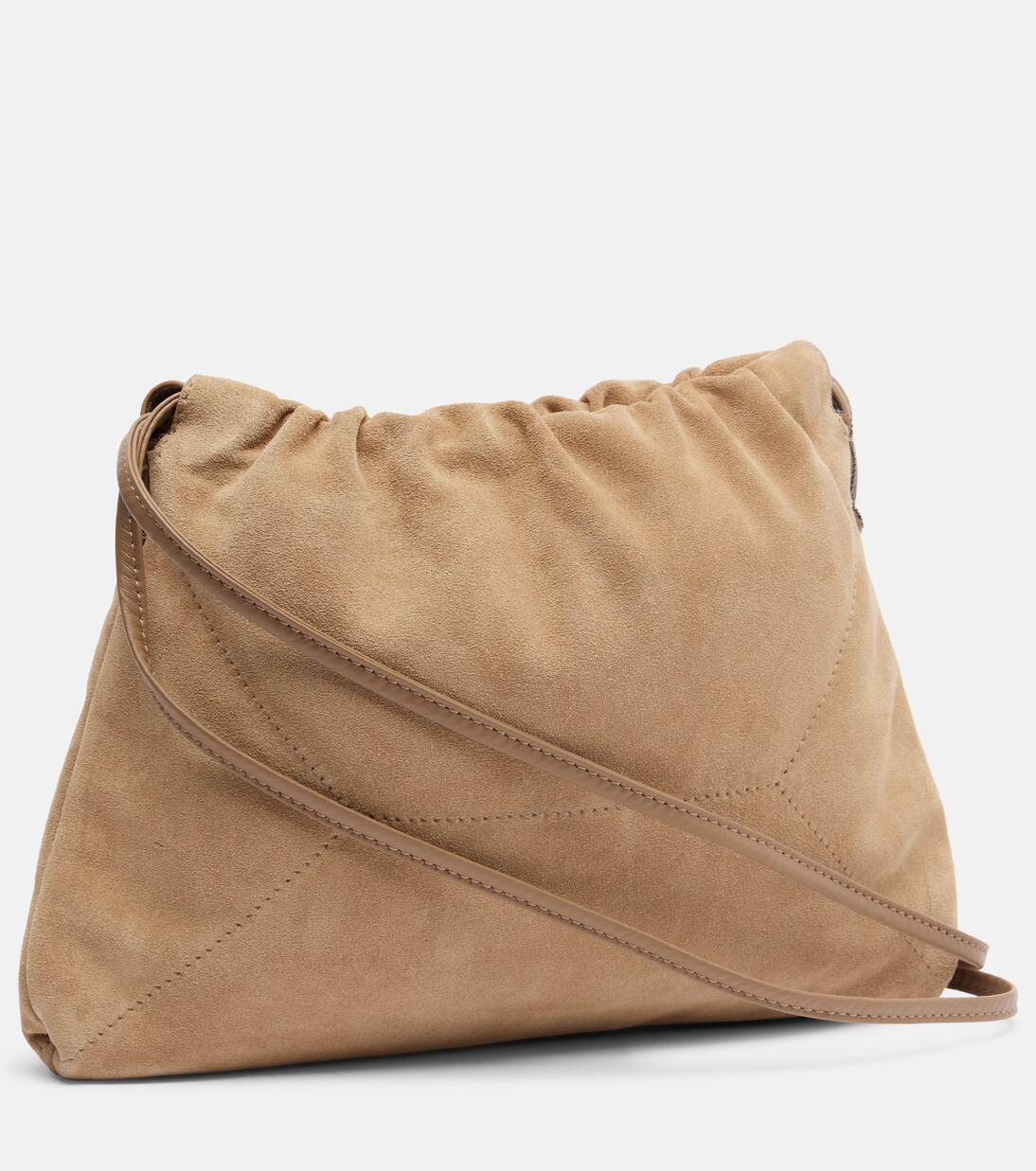 Mellow Small suede shoulder bag | Brunello Cucinelli