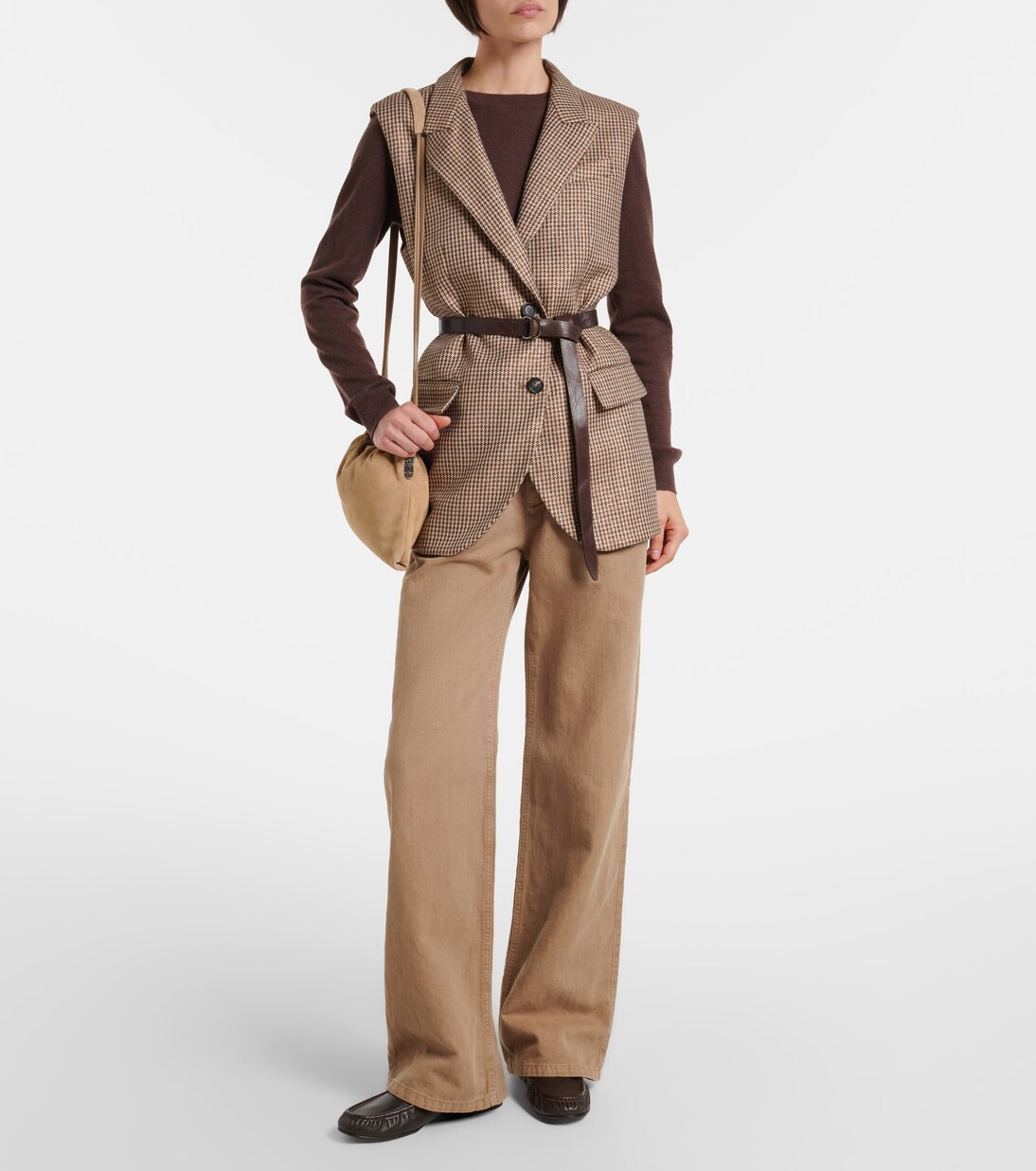 Mellow Small suede shoulder bag | Brunello Cucinelli