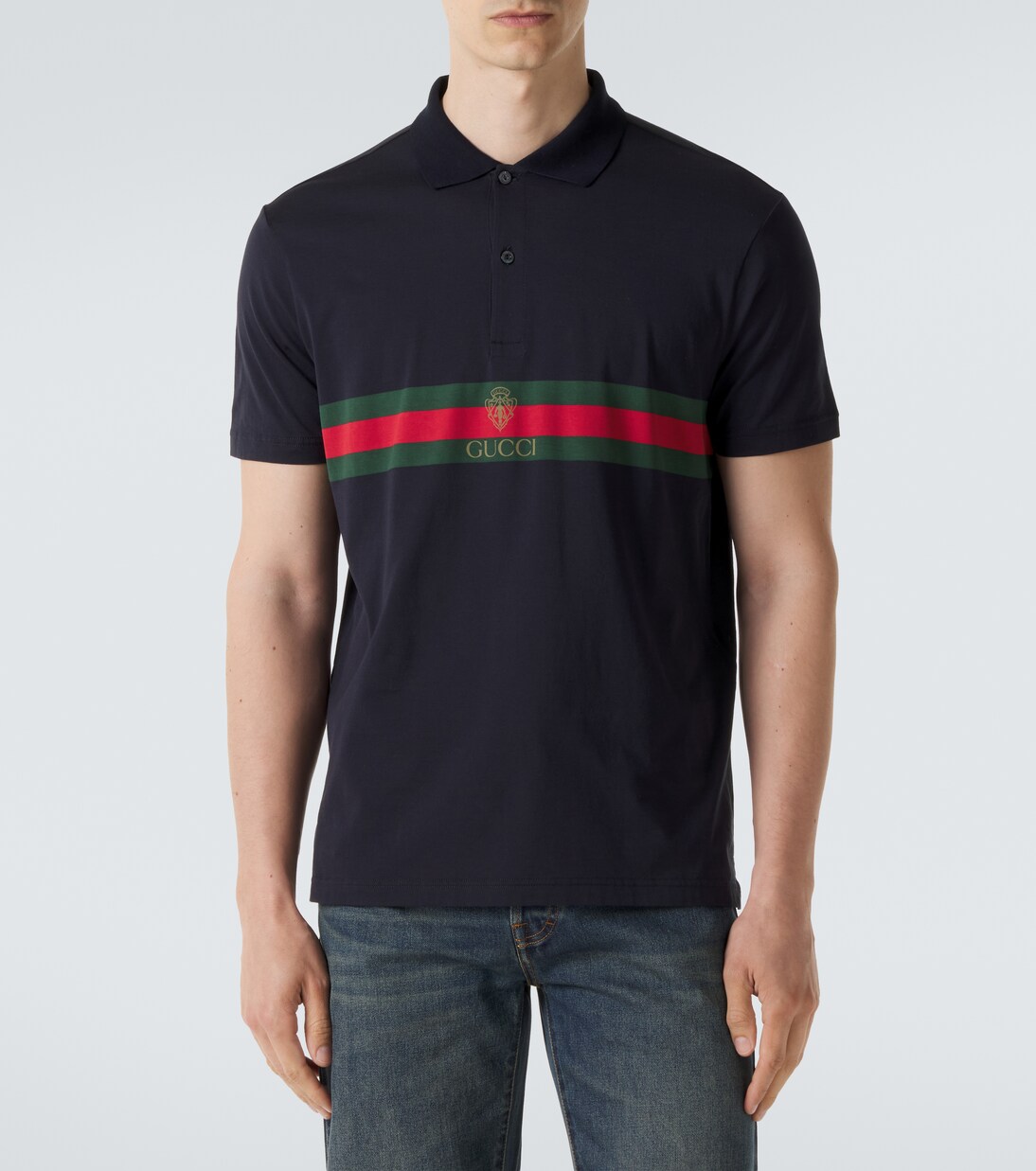 Web Stripe cotton jersey polo shirt | Gucci