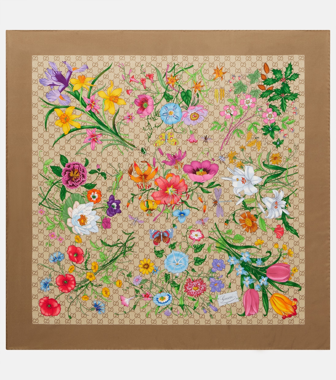 GG floral silk twill scarf | Gucci