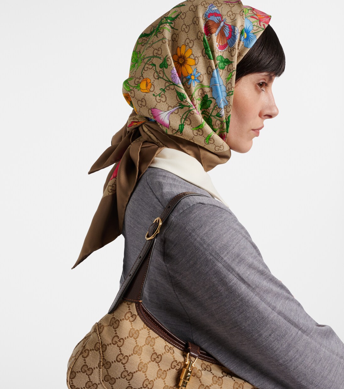 GG floral silk twill scarf | Gucci