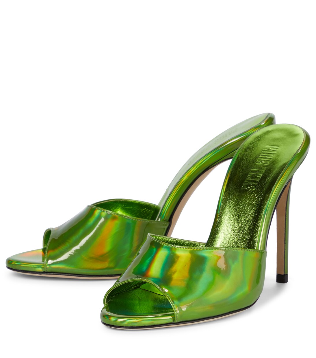 Pantoletten mit Metallic-Leder | Paris Texas