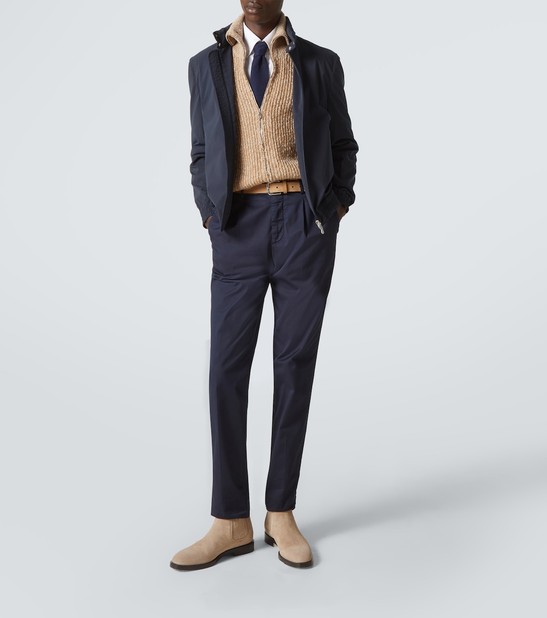 Camisa slim de sarga de algodón | Brunello Cucinelli