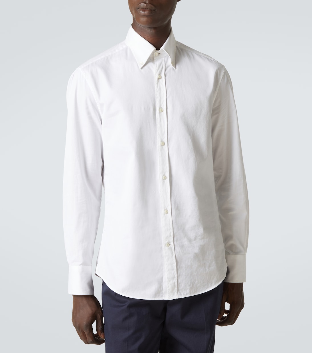 Camisa slim de sarga de algodón | Brunello Cucinelli
