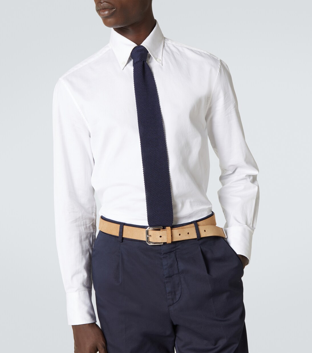 Camisa slim de sarga de algodón | Brunello Cucinelli