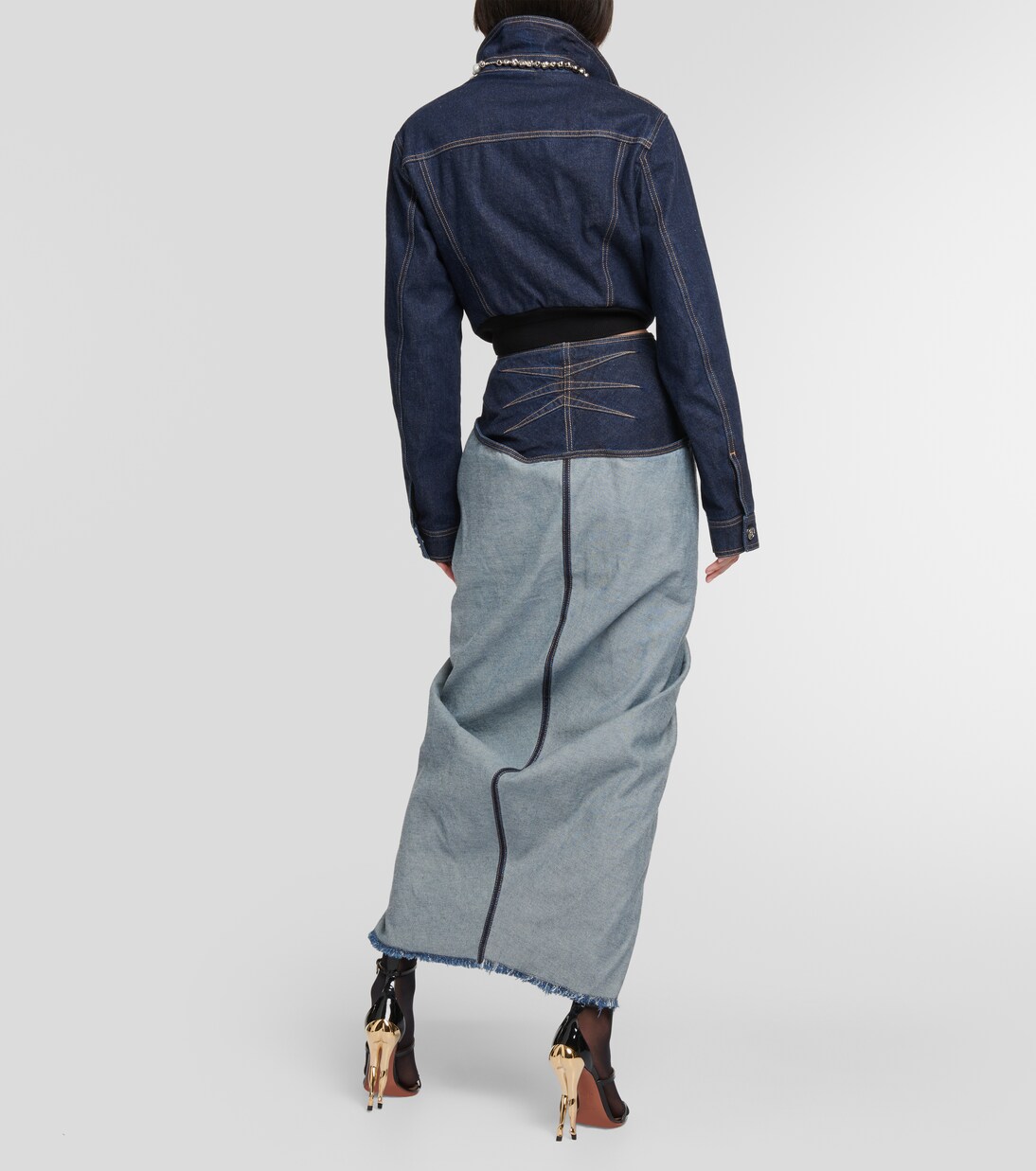 Draped denim maxi skirt | Alaïa