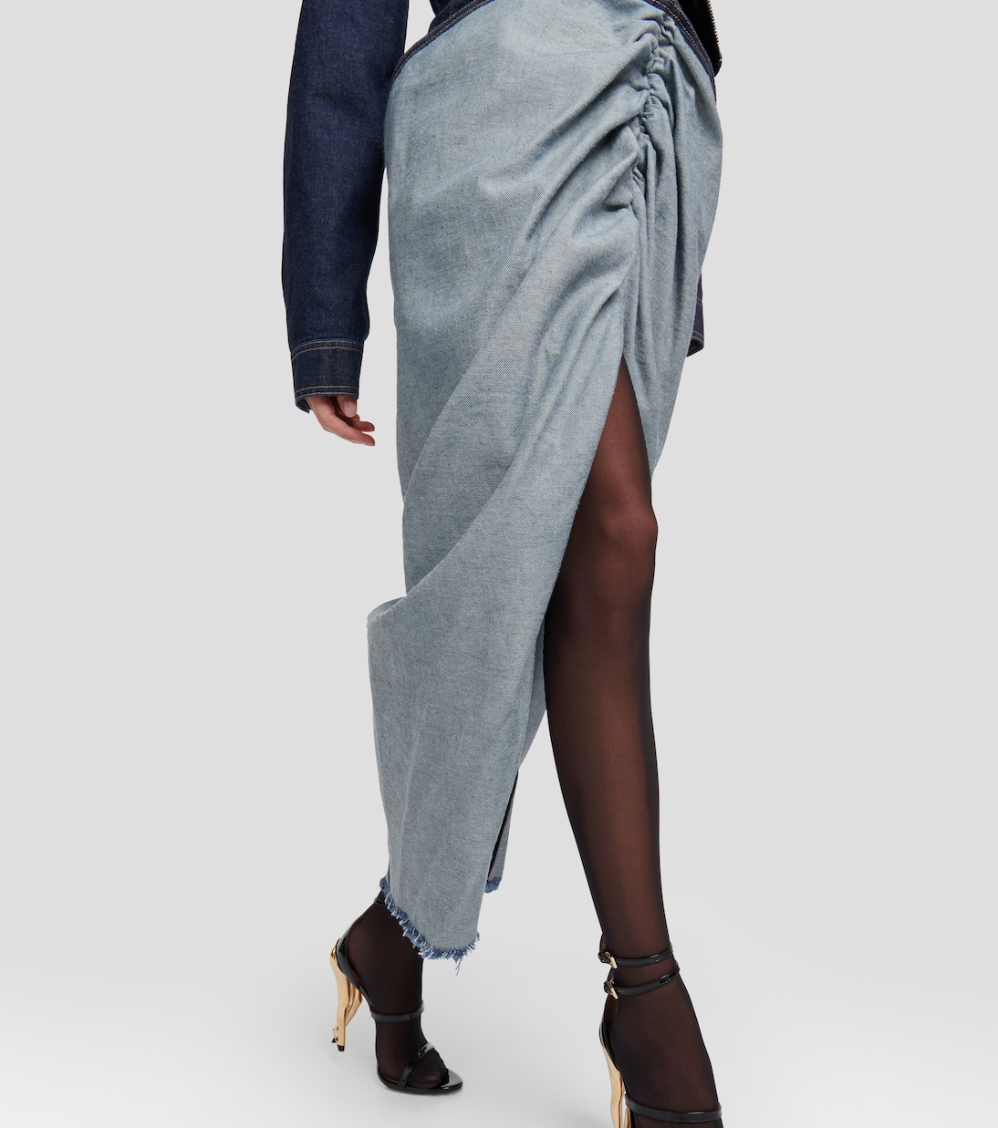 Draped denim maxi skirt | Alaïa