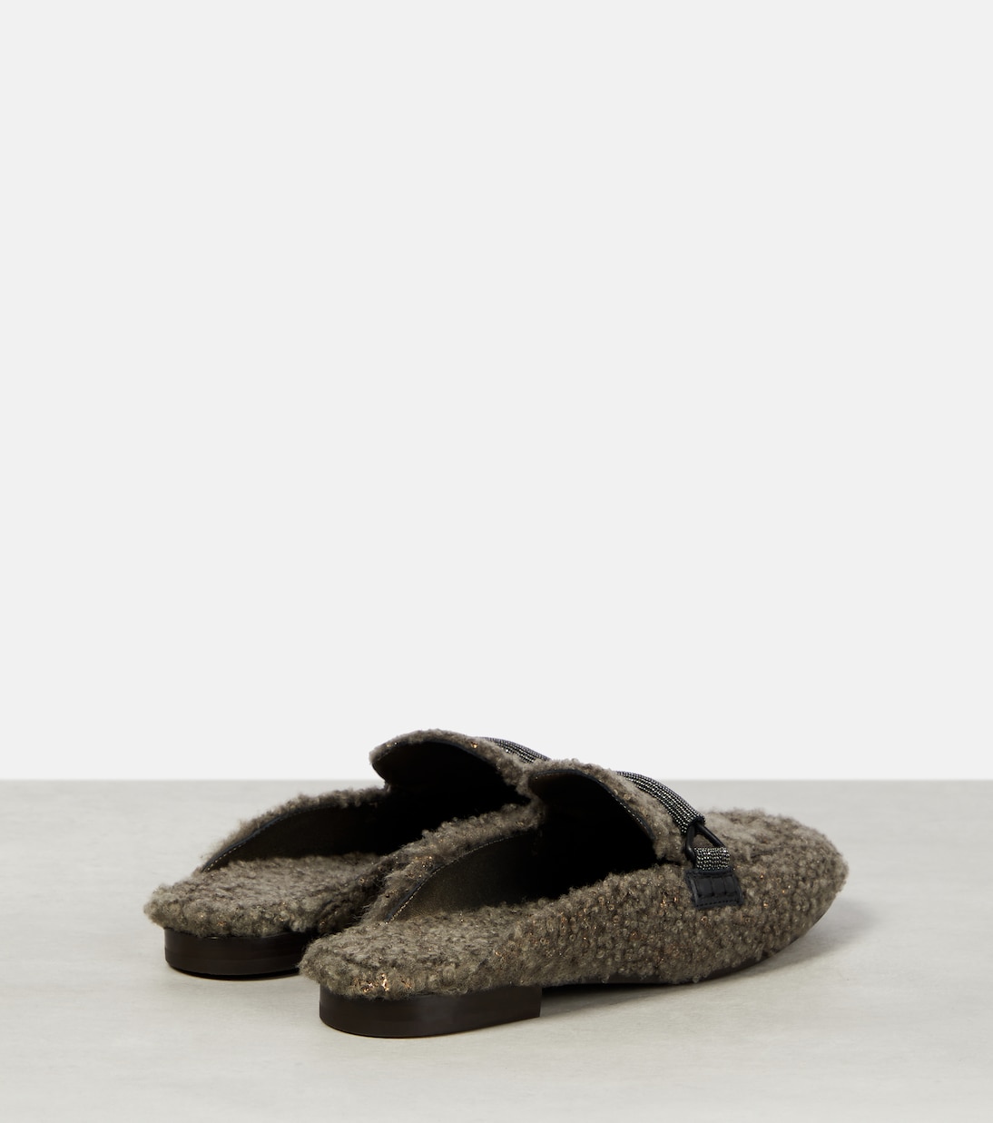 Embellished shearling slippers | Brunello Cucinelli